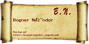 Bogner Nándor névjegykártya